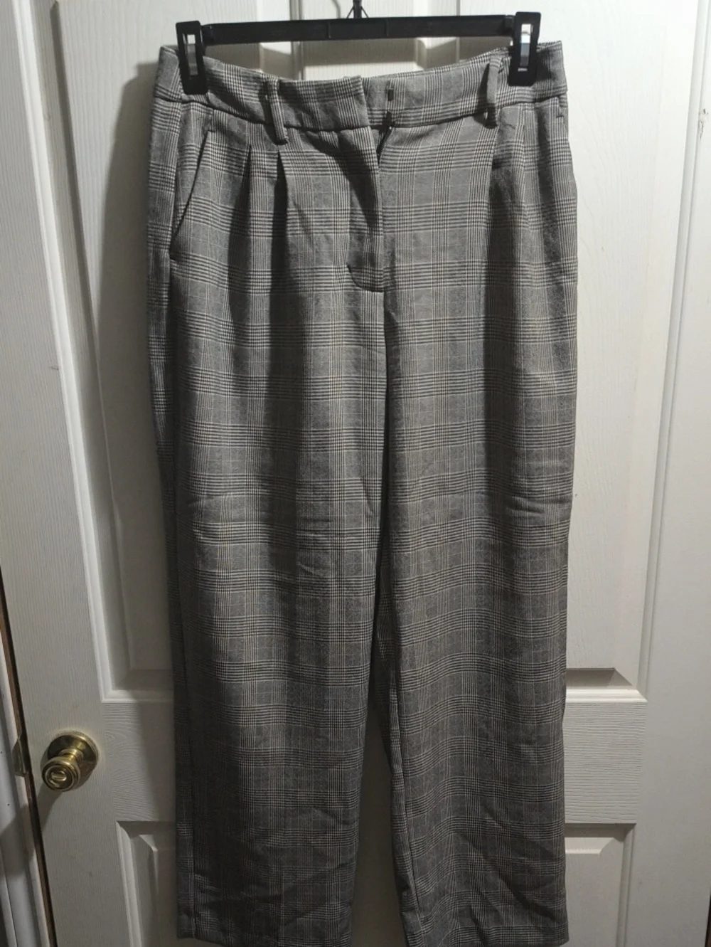 Nine West Black and White Glen Plaid Wide-Leg Pants - Picture 1 of 3